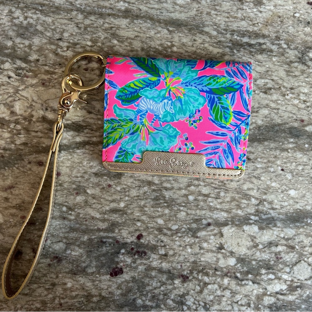 Lilly Pulitzer Vibrant Pink and Blue Floral Wristlet